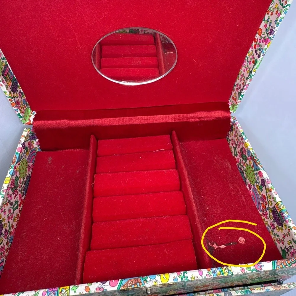 Vintage Laurel Japan Musical Jewelry Box Carnival Carousel Lara's Theme‎ Red